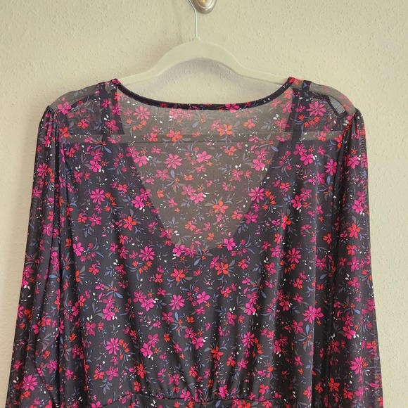 Torrid Mini Size 2X Mesh Button Floral Bodycon Dress - Picture 12 of 13